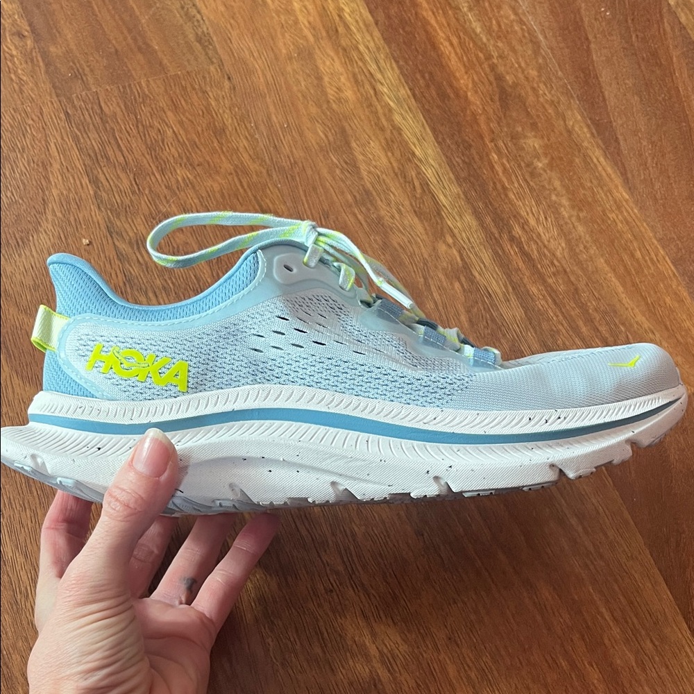 New Hoka Kawana 2 Sneakers - Soft Blue and Lime - Picture 2 of 16